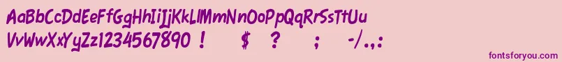 FawnScript-fontti – violetit fontit vaaleanpunaisella taustalla
