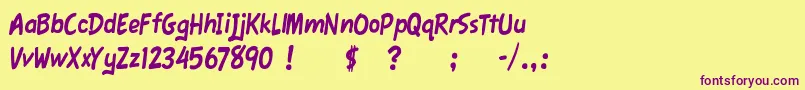 FawnScript-fontti – violetit fontit keltaisella taustalla
