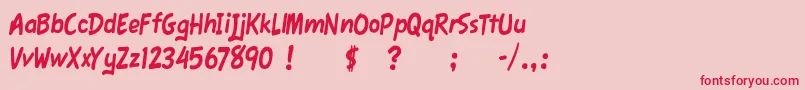 フォントFawnScript – ピンクの背景に赤い文字
