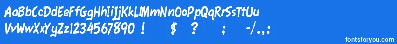 フォントFawnScript – 青い背景に白い文字