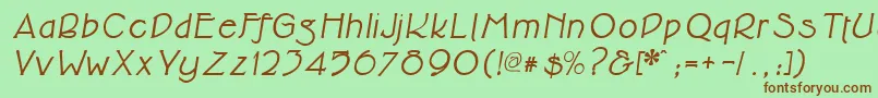 Fonte Cupolabolditalic – fontes marrons em um fundo verde