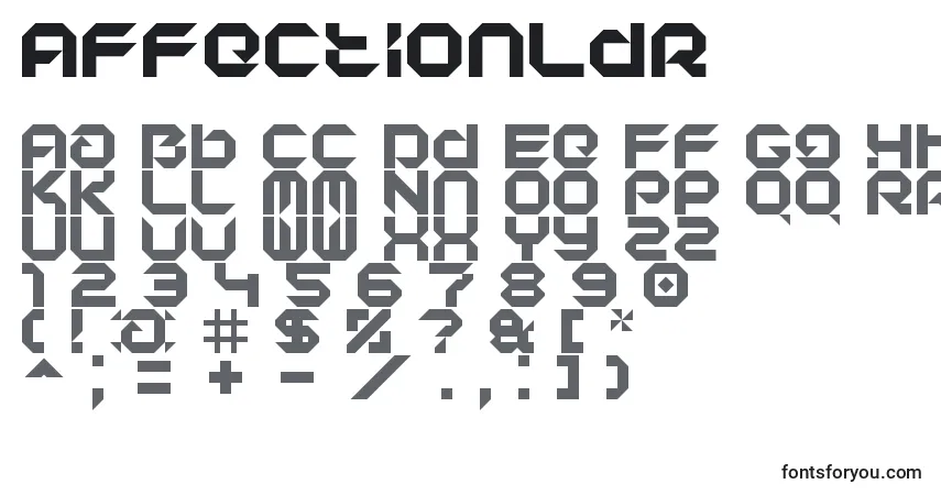 A fonte AffectionLdr – alfabeto, números, caracteres especiais