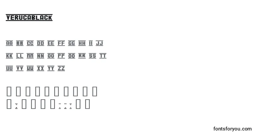 Шрифт VerucaBlack – алфавит, цифры, специальные символы