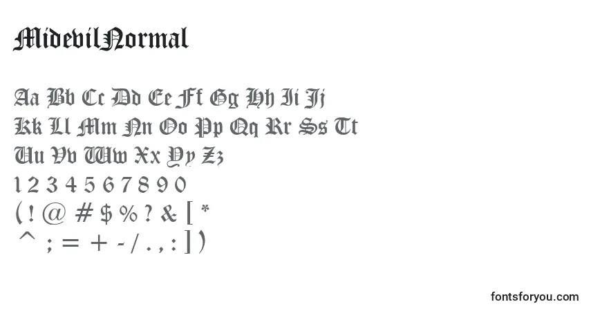 Fuente MidevilNormal - alfabeto, números, caracteres especiales
