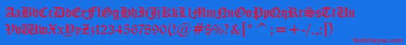 フォントMidevilNormal – 赤い文字の青い背景