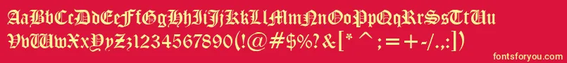 MidevilNormal Font – Yellow Fonts on Red Background
