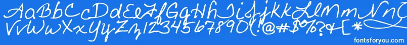 FancyNancy-Schriftart – Weiße Schriften auf blauem Hintergrund