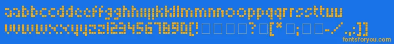 Weitere Informationen zur LookskyFont-Schriftart LookskyFont-Schriftart – Orangefarbene Schriften auf blauem Hintergrund