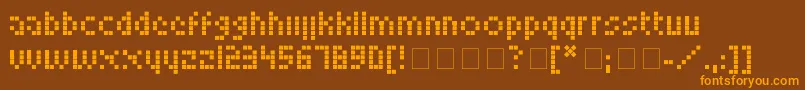 フォントLookskyFont – オレンジ色の文字が茶色の背景にあります。