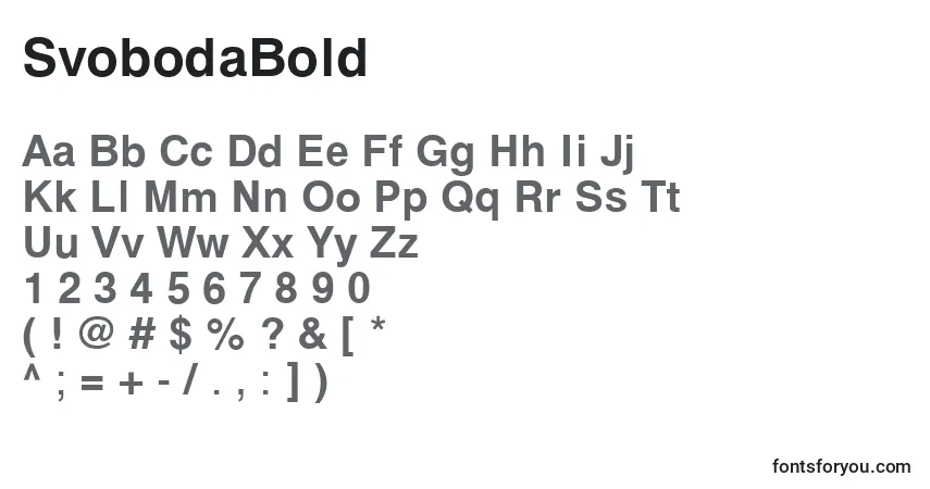Schriftart SvobodaBold – Alphabet, Zahlen, spezielle Symbole
