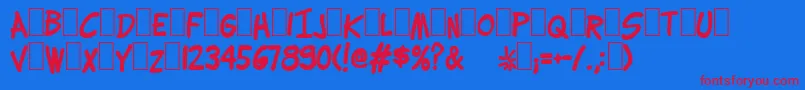 Lettering1WeirdBold-Schriftart – Rote Schriften auf blauem Hintergrund