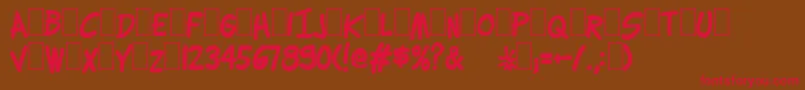 フォントLettering1WeirdBold – 赤い文字が茶色の背景にあります。