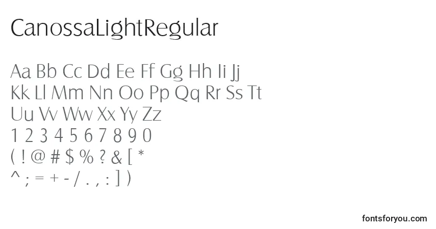 Шрифт CanossaLightRegular – алфавит, цифры, специальные символы