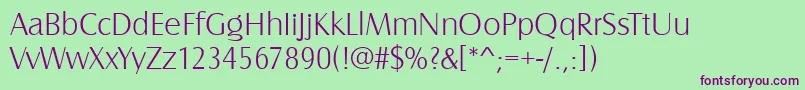 CanossaLightRegular-fontti – violetit fontit vihreällä taustalla