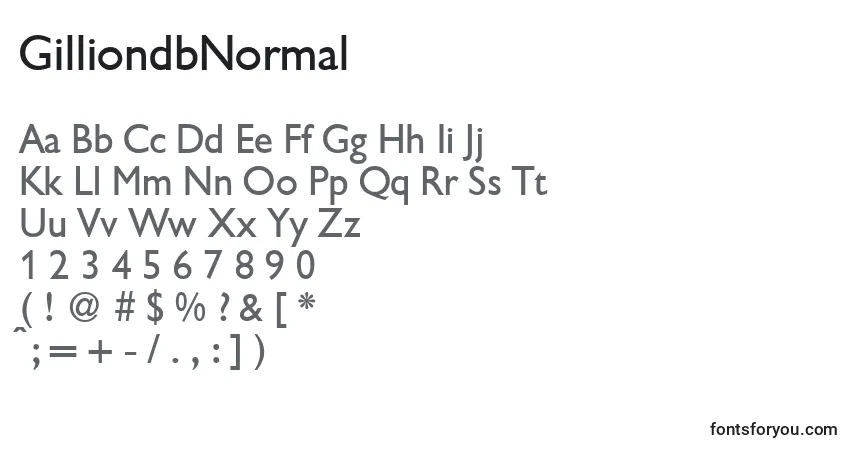A fonte GilliondbNormal – alfabeto, números, caracteres especiais