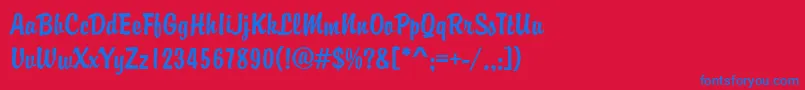 BryceRegular-Schriftart – Blaue Schriften auf rotem Hintergrund