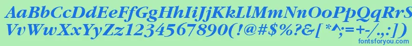 GaramonditcteeBoldItalic Font – Blue Fonts on Green Background