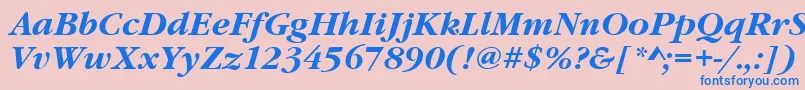 GaramonditcteeBoldItalic Font – Blue Fonts on Pink Background