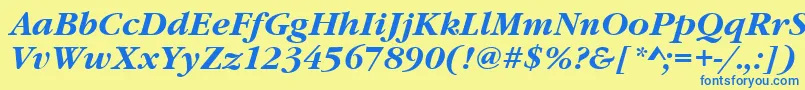 フォントGaramonditcteeBoldItalic – 青い文字が黄色の背景にあります。