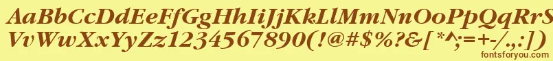 GaramonditcteeBoldItalic-fontti – ruskeat fontit keltaisella taustalla