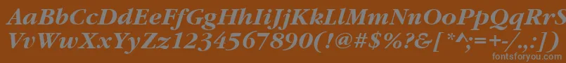 GaramonditcteeBoldItalic-fontti – harmaat kirjasimet ruskealla taustalla