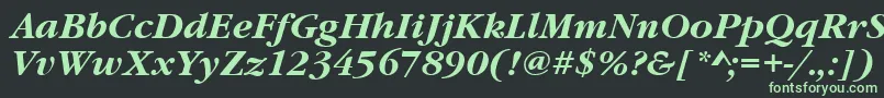 GaramonditcteeBoldItalic-fontti – vihreät fontit mustalla taustalla