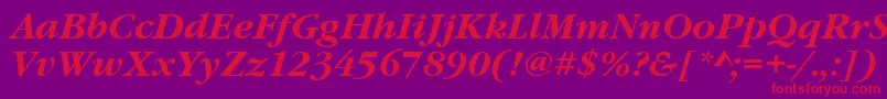 GaramonditcteeBoldItalic-Schriftart – Rote Schriften auf violettem Hintergrund