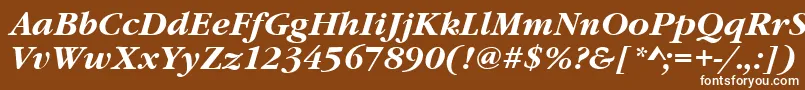 GaramonditcteeBoldItalic-fontti – valkoiset fontit ruskealla taustalla