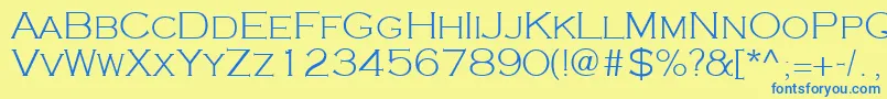 フォントCooperplanck2Lightsh – 青い文字が黄色の背景にあります。