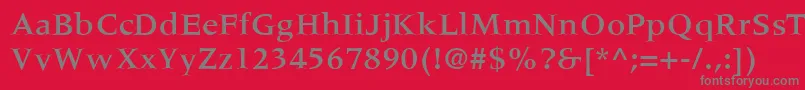 フォントMeridienLtMedium – 赤い背景に灰色の文字