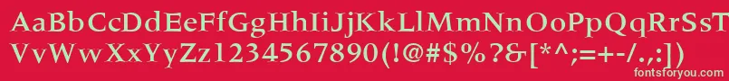 フォントMeridienLtMedium – 赤い背景に緑の文字