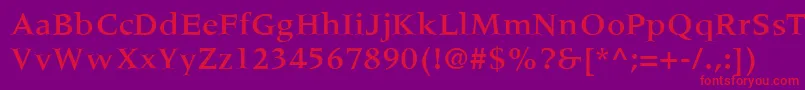 フォントMeridienLtMedium – 紫の背景に赤い文字