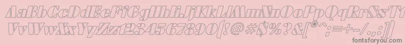 Weitere Informationen zur FuturaeugeniaHoItalic-Schriftart FuturaeugeniaHoItalic-Schriftart – Graue Schriften auf rosa Hintergrund