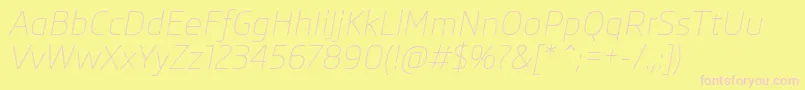 Czcionka SkodaProLightItalic – różowe czcionki na żółtym tle