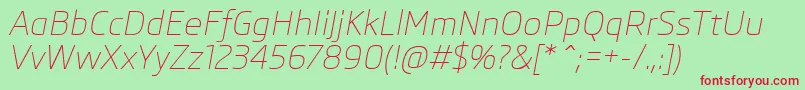 SkodaProLightItalic Font – Red Fonts on Green Background