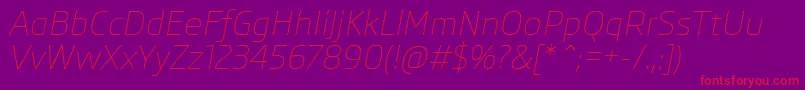 SkodaProLightItalic Font – Red Fonts on Purple Background