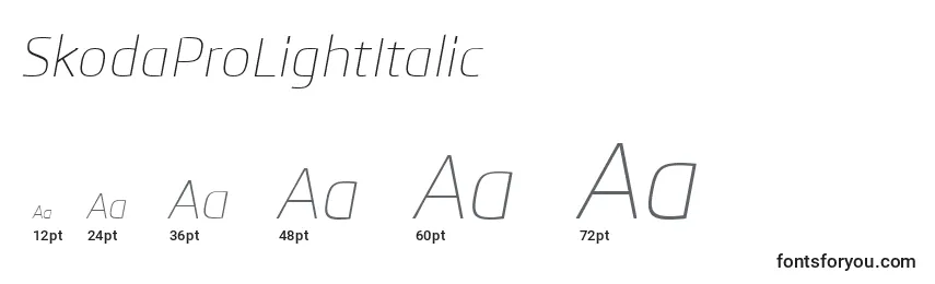 Tamaños de fuente SkodaProLightItalic