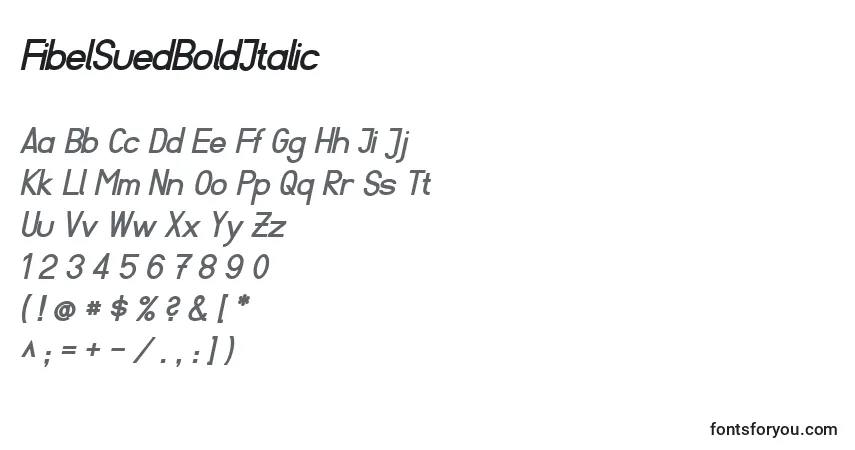 Schriftart FibelSuedBoldItalic – Alphabet, Zahlen, spezielle Symbole