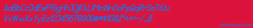 フォントFibelSuedBoldItalic – 赤い背景に青い文字