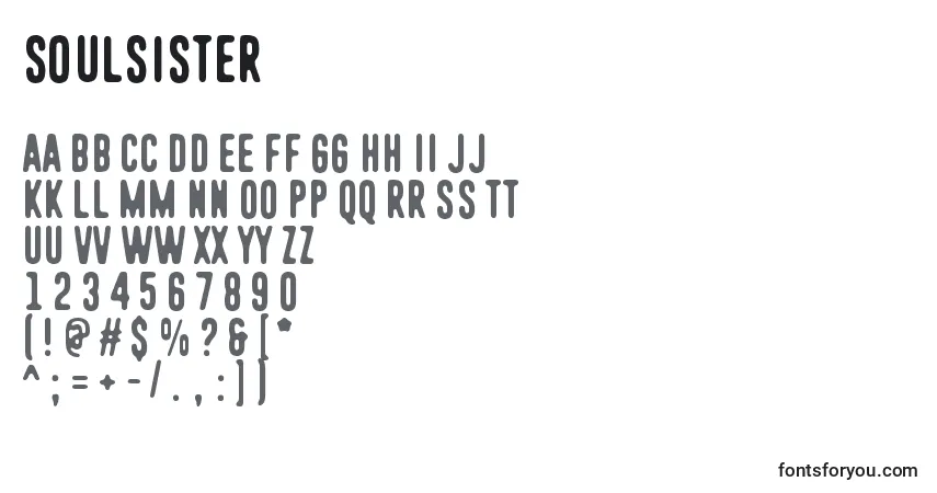 Czcionka SoulSister – alfabet, cyfry, specjalne znaki