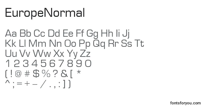 A fonte EuropeNormal – alfabeto, números, caracteres especiais