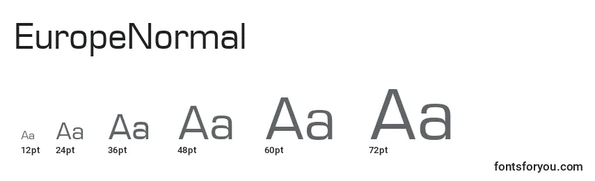 Размеры шрифта EuropeNormal