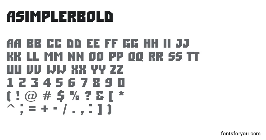 Шрифт ASimplerBold – алфавит, цифры, специальные символы