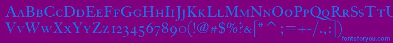 FcaslonthirtyscitcTt Font – Blue Fonts on Purple Background