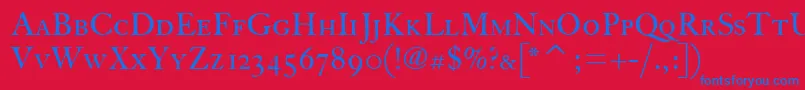 Шрифт FcaslonthirtyscitcTt – синие шрифты на красном фоне