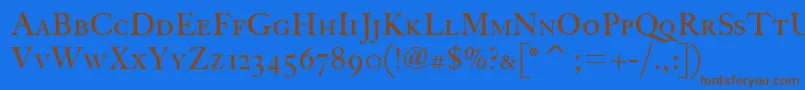 Шрифт FcaslonthirtyscitcTt – коричневые шрифты на синем фоне