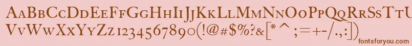 Шрифт FcaslonthirtyscitcTt – коричневые шрифты на розовом фоне
