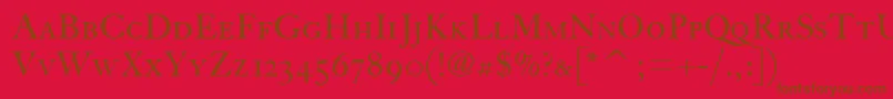 FcaslonthirtyscitcTt-fontti – ruskeat fontit punaisella taustalla