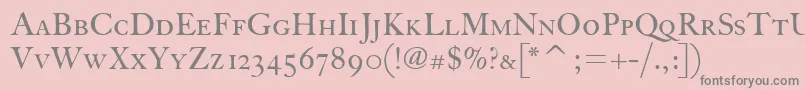 FcaslonthirtyscitcTt-fontti – harmaat kirjasimet vaaleanpunaisella taustalla