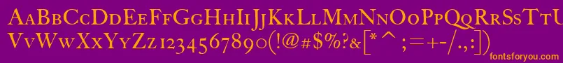 Шрифт FcaslonthirtyscitcTt – оранжевые шрифты на фиолетовом фоне